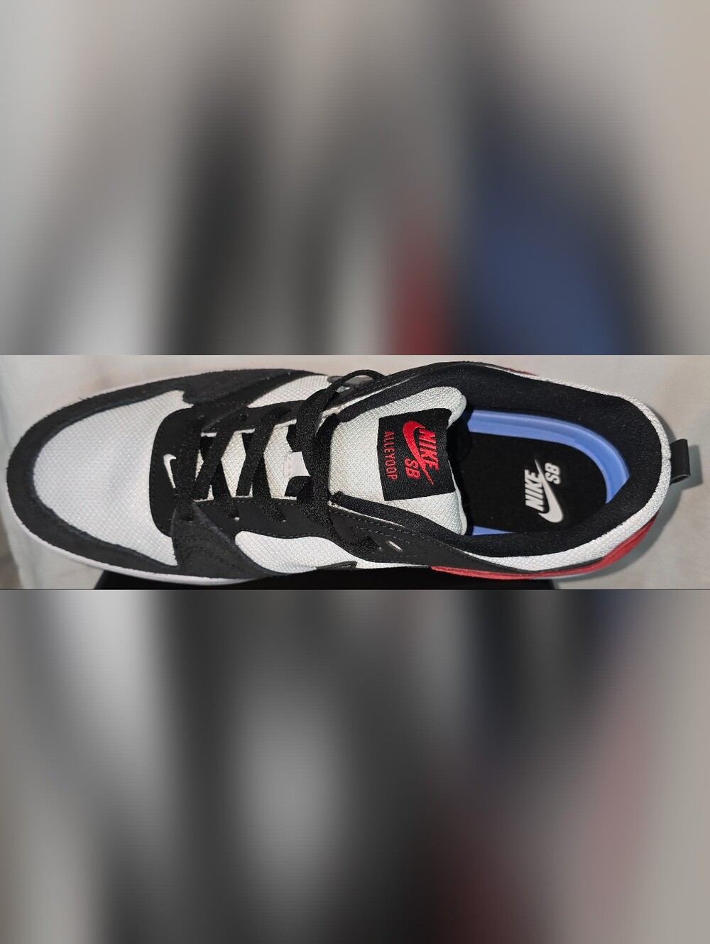 NIKE SB ALLEYOOP WHITE/BLACK/UNIVERSITY RED SKATE SHOES - Picture 10 of 11